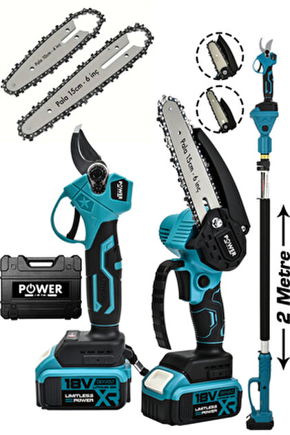 POWER BLACK Germanyy 18 Vf 2 Akülü 2 Li Set Şarjlı Ağaç Dal Kesme