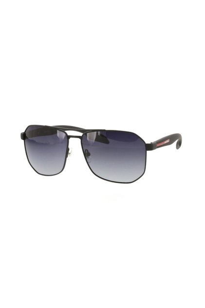Men's Black-Smoked Polarized Gradient Glass Steel Closed Frame Rectangular Sunglasses Mu2086 03 62-14