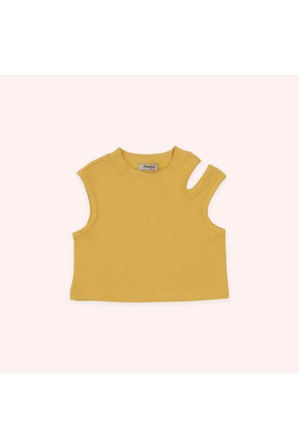 Girl's Yellow Tank Top with Shoulder Detail