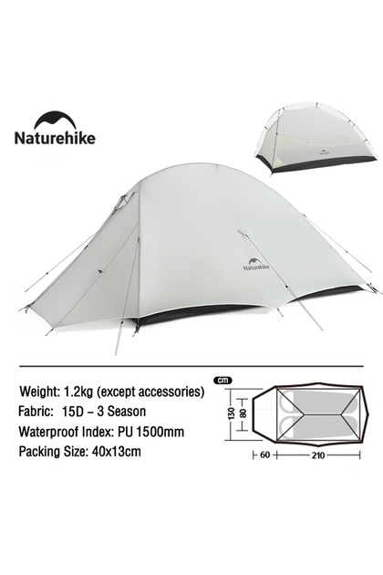 Gray Cloud Up UL Camping Tent Ultralight 15D Quick Bulid Beach Tents Outdoor W