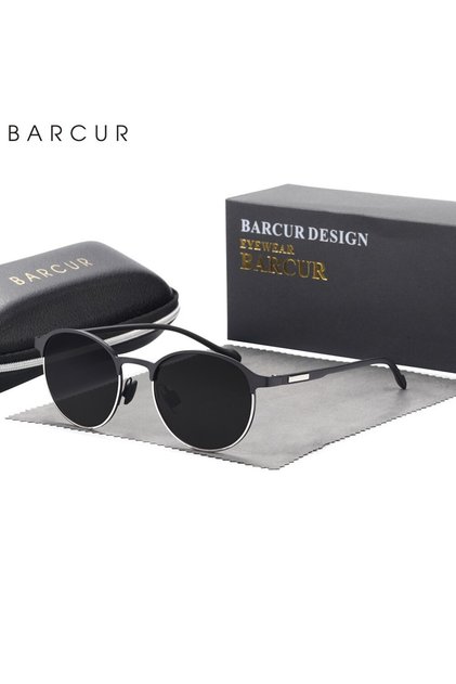 Silver Gray BARCUR TR90 Temples Sunglasses Women Polarized Fashion Sun Glasses Driving Round Ladies