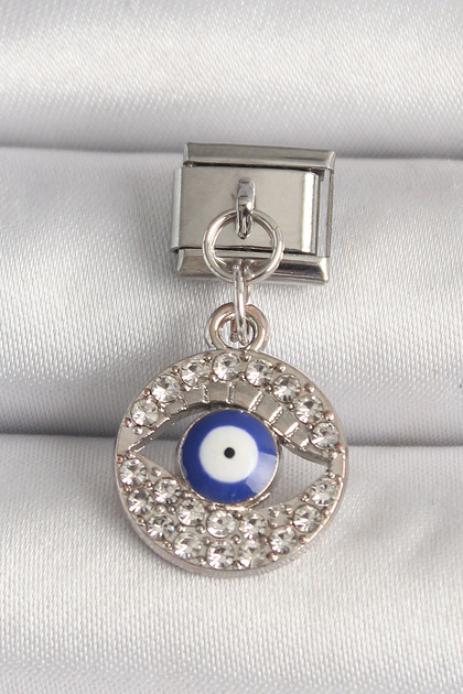 316L Steel Silver Color Zircon Stone Eye Model Evil Eye Bead Detail Nomination Charm Tj-Bc1217