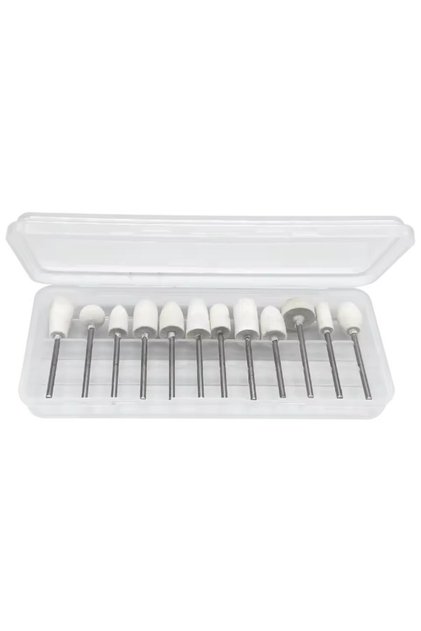 Jewelry Nail Polishing with Pin Polish Polishing Teeth White Polishing Rasp Tip Felt Set 12 Pieces