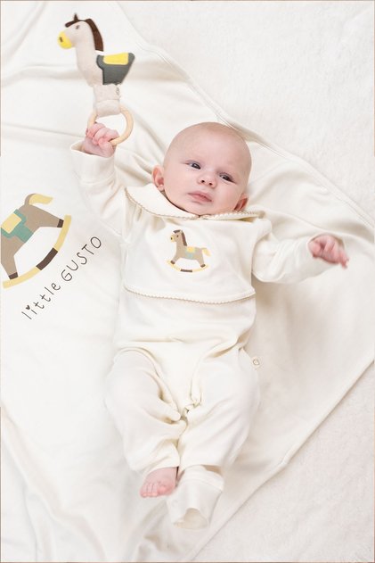 Organic Cotton Baby Collar Romper Playtime Tay Embroidered