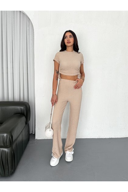 Trend Yandan Tie-Up Detailled Wide Leg