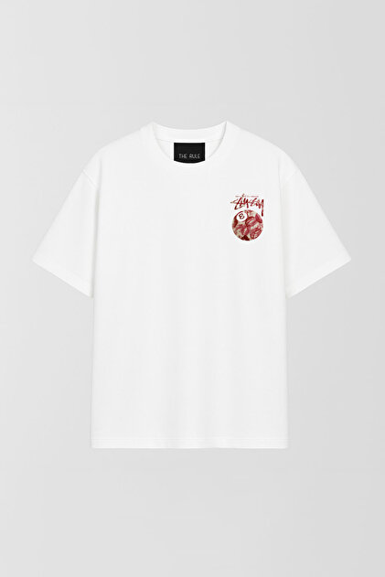 THE RULE Unisex Stüssy Kiss Printed Oversize 100% Cotton Wide Cut