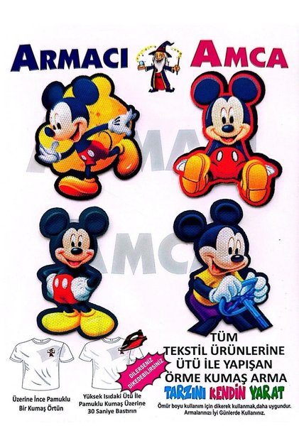 Ütü ile Yapışan Örme Kumaş Arma Yırtık kapatıcı Yama Pratik Patch Mickey Mouse