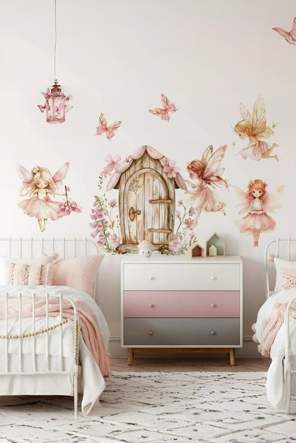 Set de autocolante de perete pentru camera fetelor Little Fairies