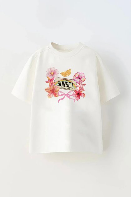 Sunset Printed Unisex Kids Oversize T-Shirt T-Shirt