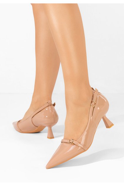 Pantofi Stiletto Cu Toc Mic Surie Bej