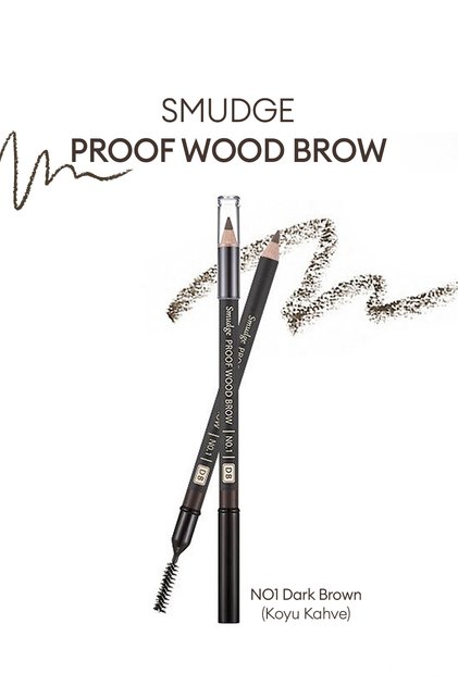 Smudge Proof Permanent Natural Eyebrow Pencil Smudge Proof Wood Brow No.1 (Dark Brown)