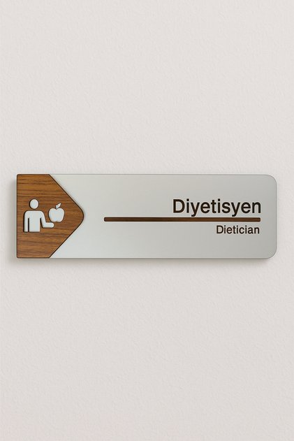 Diyetisyen Ofis Oda Kapı İsimliği Yönlendirme Tabelası Levhası Kişiselleştirilebilir