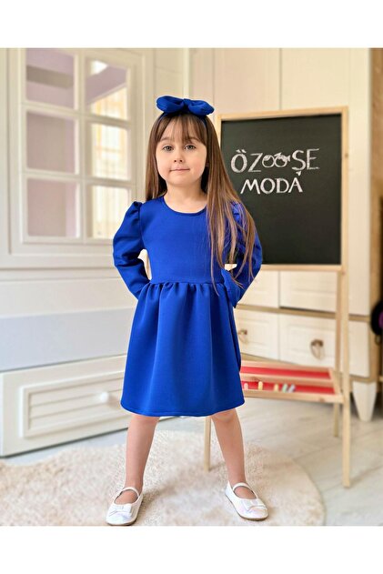 Sax Blue Scuba Watermelon Sleeve Dress