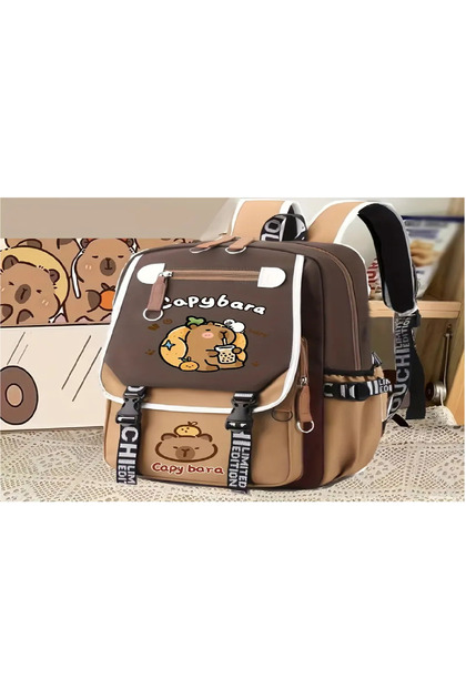 Big Brown Highlighter Capybara School Bag Capybara Girl Boy Child Unisex School Backpack