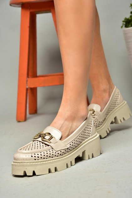 S250242609 Beige Thick Sole Women's Shoes