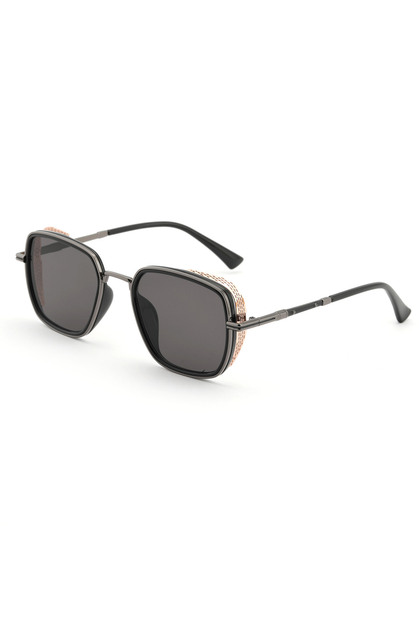Square Design Gold Black Frame Black Glass Sunglasses Women&Men