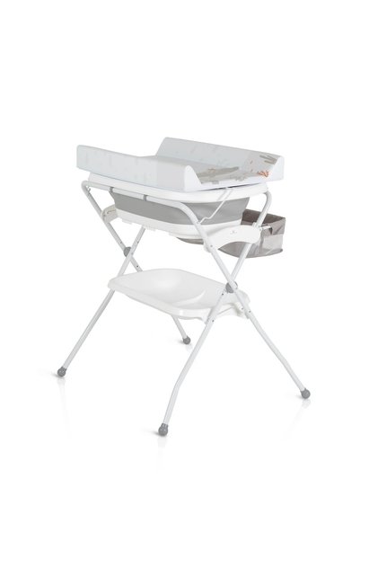 Cadita de baie pliabila 2 in 1 pentru bebe, Cangaro Como Gri, Saltea de infasat inclusa
