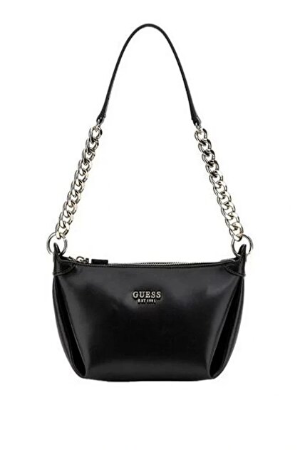 Guess ECO EVAINE TOP ZIP SHLDR BAG Kadın Siyah Omuz Çantası