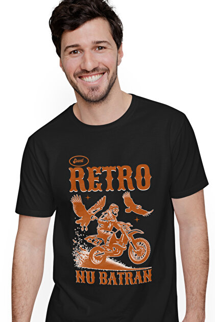 Tricou Barbati Sunt Retro Nu Batran Barbat Pe Motor Bunic Cu Imprimeu Pe Fata, 100% Bumba Stg