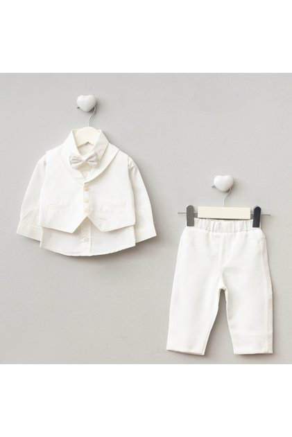 Baby Boy Cotton Bow Tie Vest Shirt Pants 4-Piece Set Stylish Mevlütlük Eid Special Day