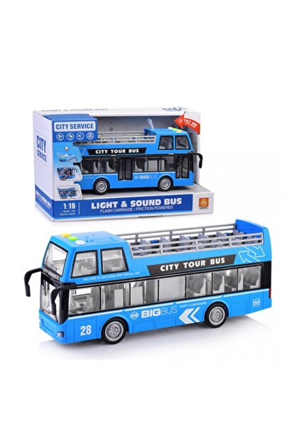 SANKToys LOST TESTTTYPE1 世界199限定 72/199 ctoy Oyuncak Sesli Ve Pilli Üstü Açık Çift Katlı Otobüs 1:16