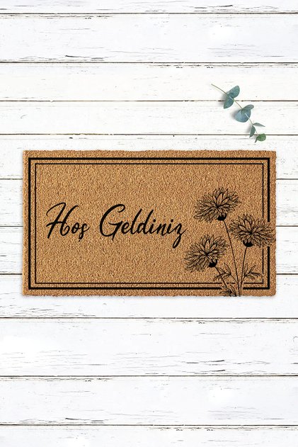 Four-Sided Framed Welcome Floral Koko Door Mat