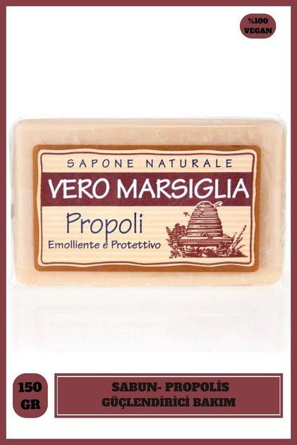 Vero Marsiglia Propoli Katı Sabun 150 gr | Propolis Özü | Güçlendirici | Banyo Sabunu