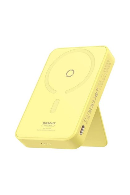 Външна батерия, Baseus, Магнитна, USB-C, 5000mAh, 20W, Кабел Type-C, 3A, 30 см, Магнитна, Жълта