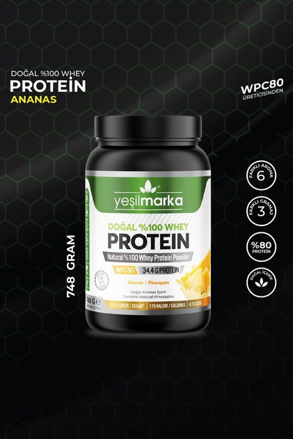 Whey Protein Powder – Pineapple 748g - Whey Containing 80% Protein from the Raw Material Manufacturer
