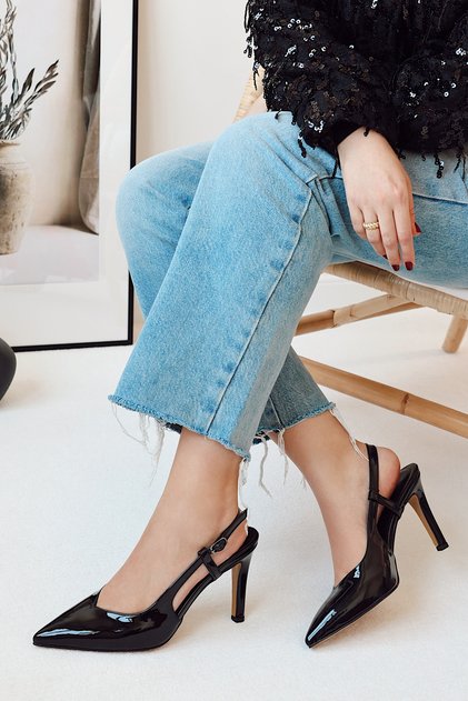 Mind Pointed Toe V Low-Cut Back Open Stiletto Evening Dress Heeled Women's Shoes