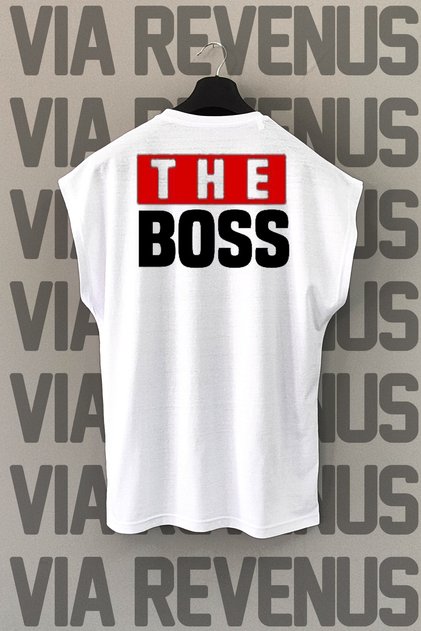Boss Back Printed Zero Sleeve Crew Neck Sports Tshirt