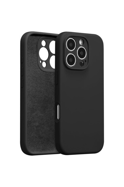 Husa Protectie, Flippy, pentru iPhone 16 Pro, Silicon Liquid, Microfibra, Incarcare Wireless, Negru