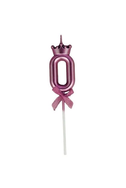 Lumânare numărul 0, coroană rabatabilă cu fundă, decor pentru tort, 6 x 2,5 cm violet