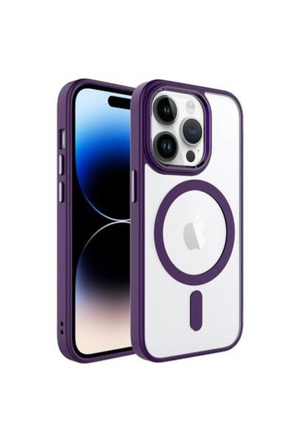 Husă MagSafe pentru Apple iPhone 14 Pro, Acoperire completă, Acril mat colorat cu decupaj mare, Magnetică, Încărcare wireless, Flip,