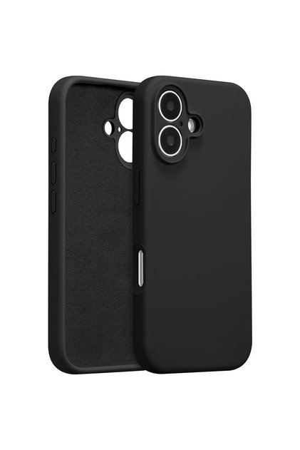 Защитен калъф, Flippy, за iPhone 16 Plus, течен силиконов микрофибър с безжично зареждане, черен