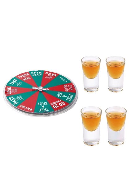 Joc de Baut Flippy, Ruleta Norocoasa, cu 4 Pahare de Shot, +18 Ani, Rosu/Verde