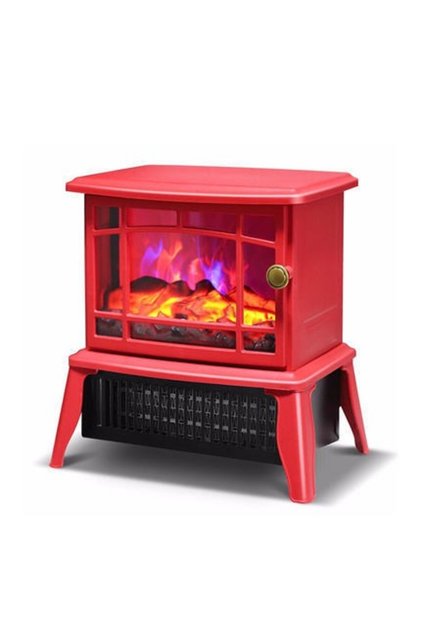 Semineu electric OEM, 1500W, cu efect de flacara, 25 x 16 x 25 cm, Rosu