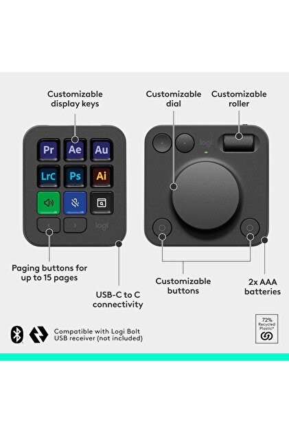 logitech MX Creative Console - 9 Tuş, Tasarım, Video, Adobe, Zoom