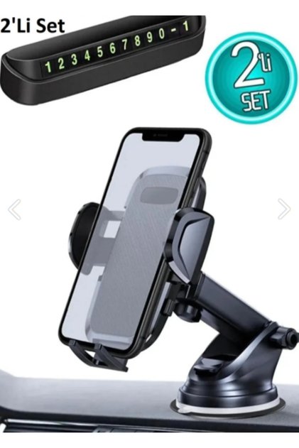 2-Piece Vehicle Set Phone Holder + Numbering Device Torpedo Car Phone Holder with Suction Cup Sticking to the Window