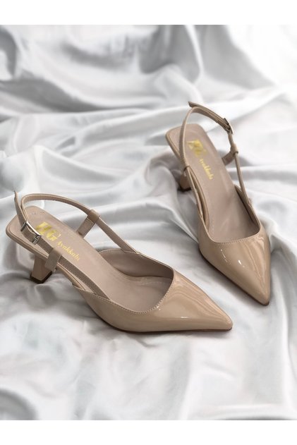 Nancy Beige Patent Leather 8 cm Heel Shoes Stiletto