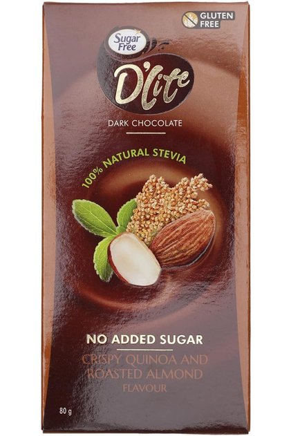 Sugar Free Dlite Dark Chocolate Quinoa & Almond, 80 g