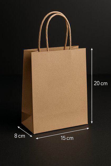 *10 Adet* Kraft Saplı Karton Çanta Küçük Boy 10 Adet 18X8X24