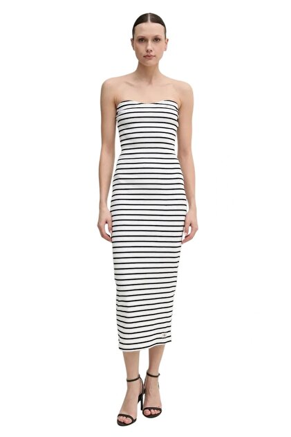 Calvin Klein Jeans Halter Neck Striped White Long Women Dress  J20J2252630K4- Trendyol