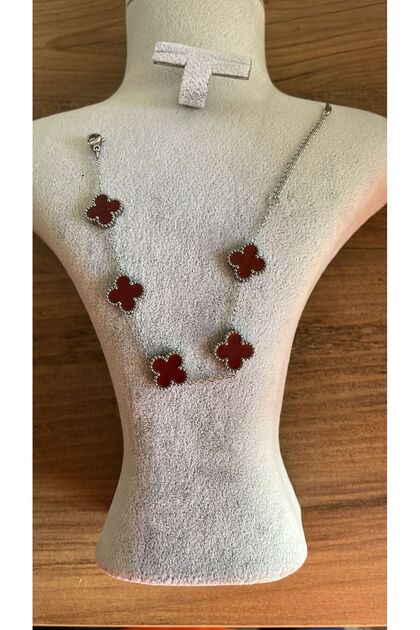Women's Red Clover Steel Bracelet