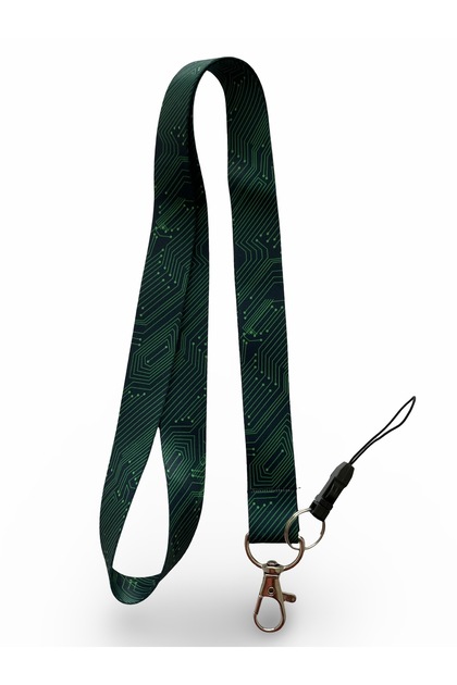 Computer Chip Patterned Neck Rope Phone Strap