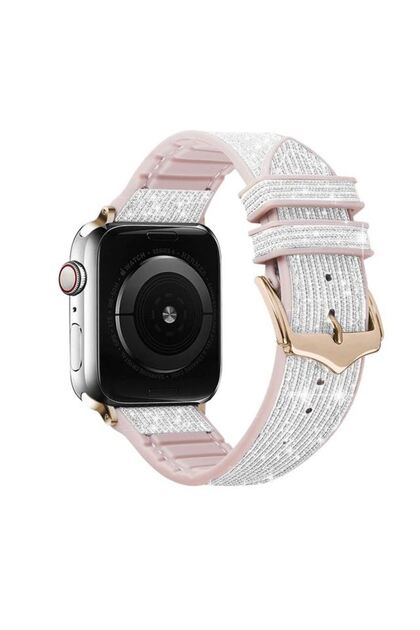 Curea cu sclipici pentru Apple Watch, Colecția Glitter, Silicon, Argintiu - 38/40/41 mm