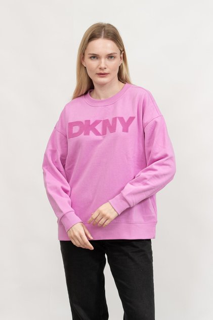 Kadın Bisiklet Yaka Sweatshirt Fuşya