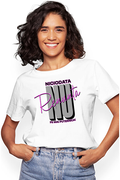 Tricou Femei Mesaj Motivational Femei Text Nu Renunta Niciodata cu imprimeu pe F WHT_L