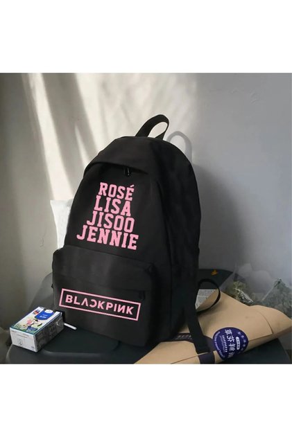 Black Pink Group Names with Water Bottle Compartment School, Classroom, Course Printed Backpack