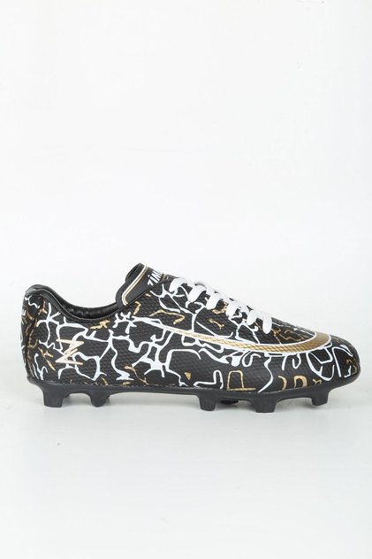 Astroturf Field Shoes Lace-Up Crampons Black Football Shoes